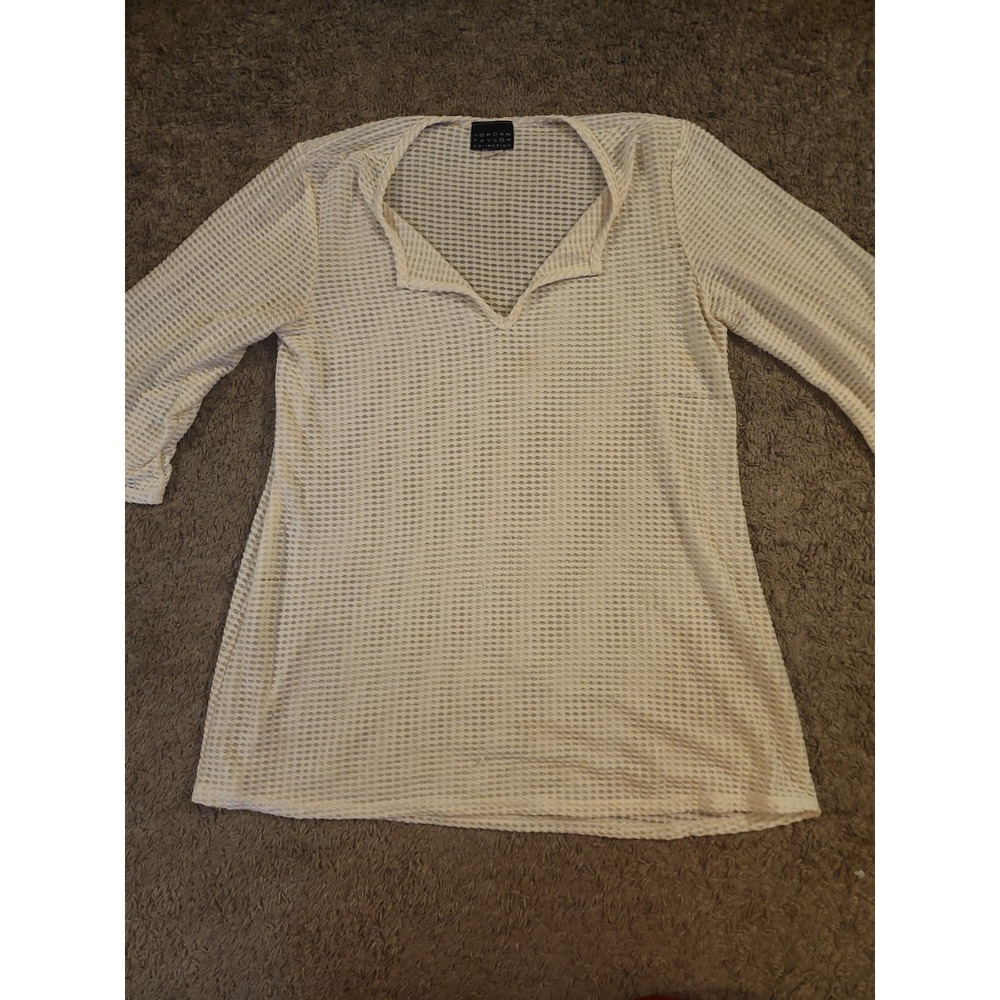 Jordan Taylor Swim Cover Up Women Large Tunic Ivory Lace Pullover 3/4 Sleeves